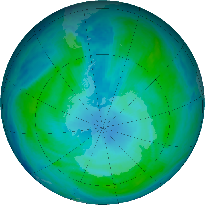 Antarctic ozone map for 23 January 1999